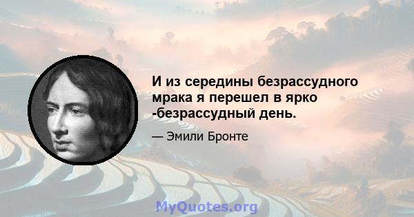 И из середины безрассудного мрака я перешел в ярко -безрассудный день.