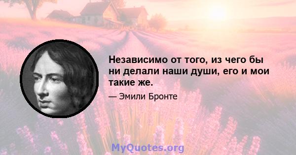 Независимо от того, из чего бы ни делали наши души, его и мои такие же.