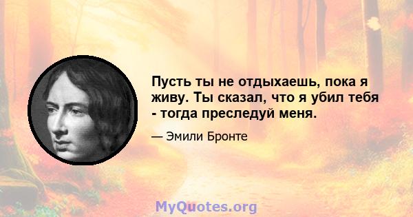 Пусть ты не отдыхаешь, пока я живу. Ты сказал, что я убил тебя - тогда преследуй меня.