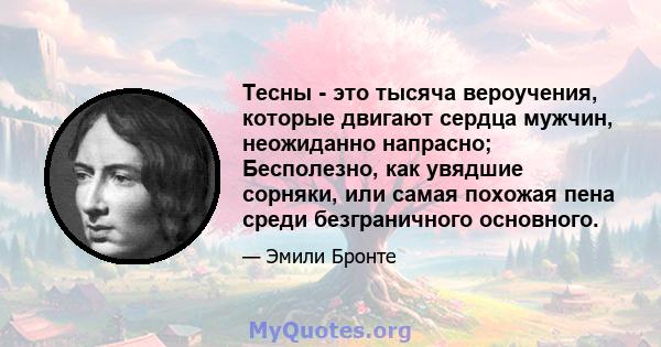 Тесны - это тысяча вероучения, которые двигают сердца мужчин, неожиданно напрасно; Бесполезно, как увядшие сорняки, или самая похожая пена среди безграничного основного.