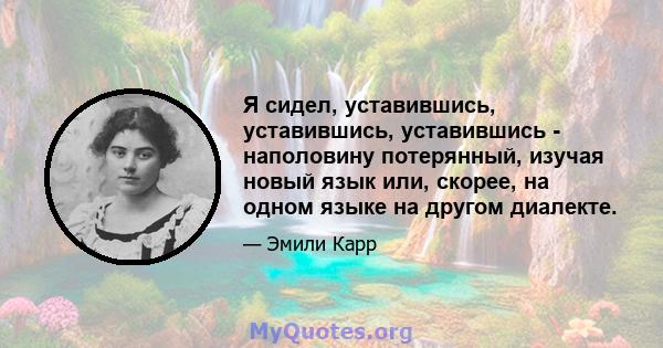 Я сидел, уставившись, уставившись, уставившись - наполовину потерянный, изучая новый язык или, скорее, на одном языке на другом диалекте.