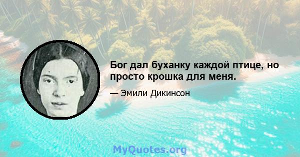 Бог дал буханку каждой птице, но просто крошка для меня.