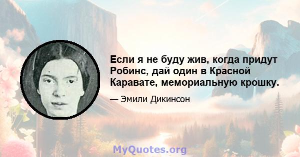 Если я не буду жив, когда придут Робинс, дай один в Красной Каравате, мемориальную крошку.