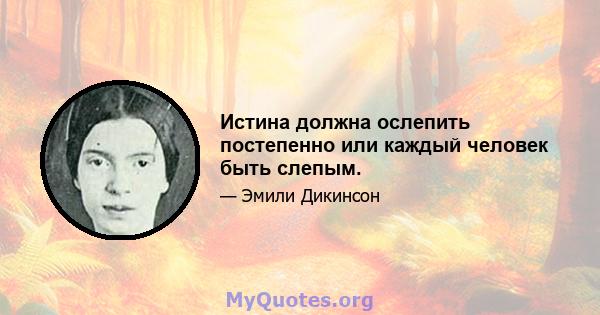 Истина должна ослепить постепенно или каждый человек быть слепым.