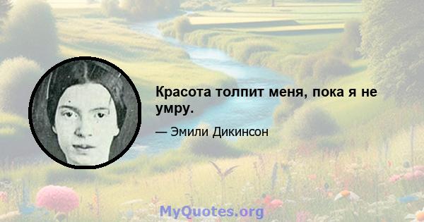 Красота толпит меня, пока я не умру.