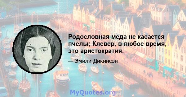 Родословная меда не касается пчелы; Клевер, в любое время, это аристократия.