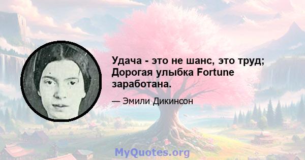 Удача - это не шанс, это труд; Дорогая улыбка Fortune заработана.