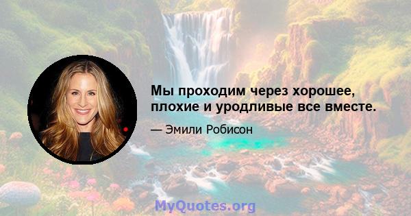 Мы проходим через хорошее, плохие и уродливые все вместе.