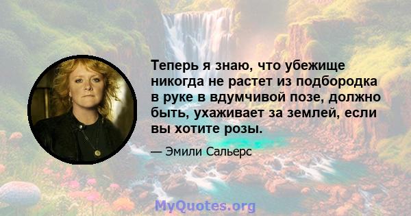 Теперь я знаю, что убежище никогда не растет из подбородка в руке в вдумчивой позе, должно быть, ухаживает за землей, если вы хотите розы.