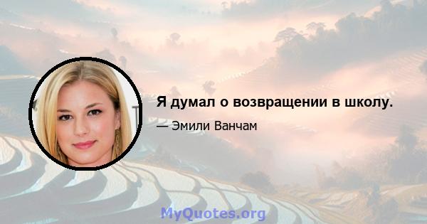 Я думал о возвращении в школу.