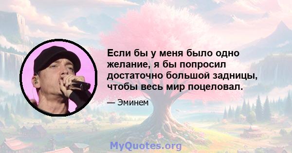 Если бы у меня было одно желание, я бы попросил достаточно большой задницы, чтобы весь мир поцеловал.