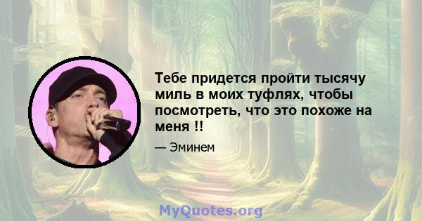 Тебе придется пройти тысячу миль в моих туфлях, чтобы посмотреть, что это похоже на меня !!