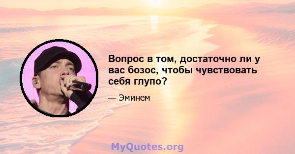 Вопрос в том, достаточно ли у вас бозос, чтобы чувствовать себя глупо?