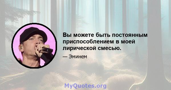 Вы можете быть постоянным приспособлением в моей лирической смесью.