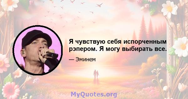 Я чувствую себя испорченным рэпером. Я могу выбирать все.