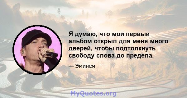 Я думаю, что мой первый альбом открыл для меня много дверей, чтобы подтолкнуть свободу слова до предела.