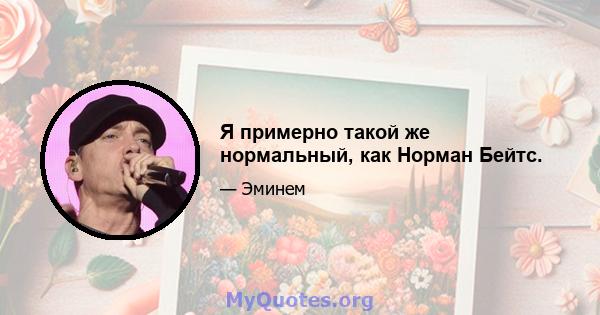 Я примерно такой же нормальный, как Норман Бейтс.