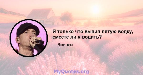 Я только что выпил пятую водку, смеете ли я водить?