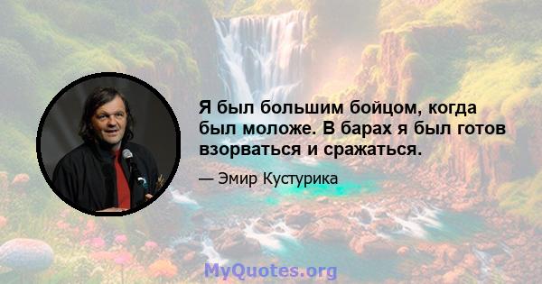 Я был большим бойцом, когда был моложе. В барах я был готов взорваться и сражаться.