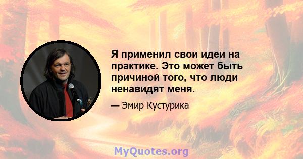 Я применил свои идеи на практике. Это может быть причиной того, что люди ненавидят меня.