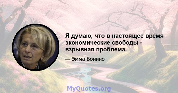 Я думаю, что в настоящее время экономические свободы - взрывная проблема.