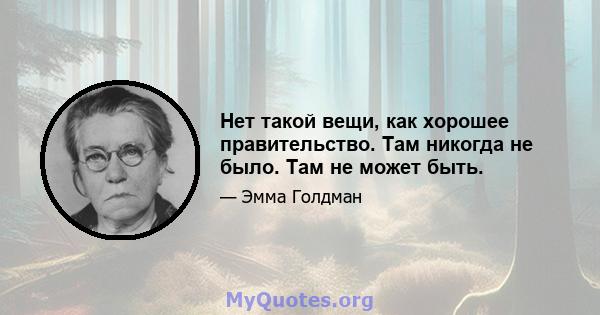 Нет такой вещи, как хорошее правительство. Там никогда не было. Там не может быть.