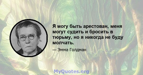 Я могу быть арестован, меня могут судить и бросить в тюрьму, но я никогда не буду молчать.