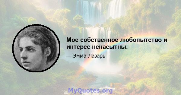 Мое собственное любопытство и интерес ненасытны.