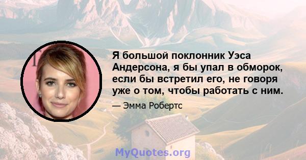 Я большой поклонник Уэса Андерсона, я бы упал в обморок, если бы встретил его, не говоря уже о том, чтобы работать с ним.