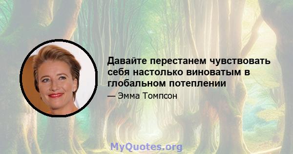 Давайте перестанем чувствовать себя настолько виноватым в глобальном потеплении