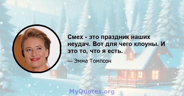 Смех - это праздник наших неудач. Вот для чего клоуны. И это то, что я есть.