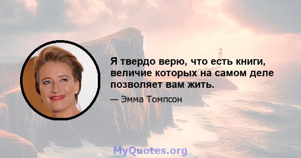 Я твердо верю, что есть книги, величие которых на самом деле позволяет вам жить.