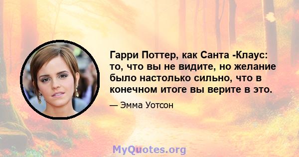 Гарри Поттер, как Санта -Клаус: то, что вы не видите, но желание было настолько сильно, что в конечном итоге вы верите в это.