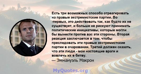 Есть три возможных способа отреагировать на правые экстремистские партии. Во -первых, это действовать так, как будто их не существует, и больше не рискуют принимать политические инициативы, которые могли бы вынести