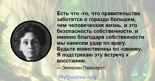 Есть что -то, что правительства заботятся о гораздо большем, чем человеческая жизнь, и это безопасность собственности, и именно благодаря собственности мы нанесем удар по врагу. Будьте воинственны по -своему. Я