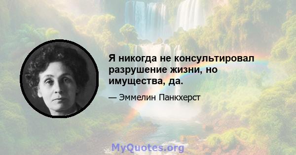 Я никогда не консультировал разрушение жизни, но имущества, да.