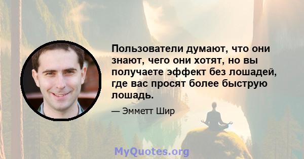 Пользователи думают, что они знают, чего они хотят, но вы получаете эффект без лошадей, где вас просят более быструю лошадь.