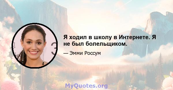 Я ходил в школу в Интернете. Я не был болельщиком.