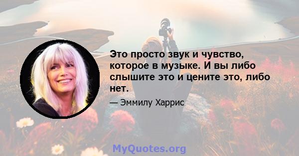 Это просто звук и чувство, которое в музыке. И вы либо слышите это и цените это, либо нет.