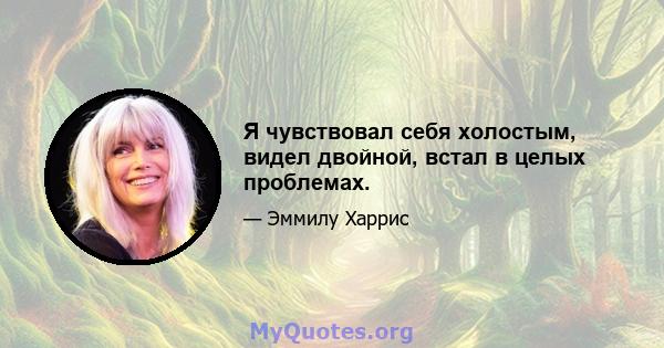 Я чувствовал себя холостым, видел двойной, встал в целых проблемах.