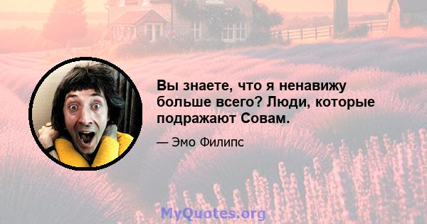 Вы знаете, что я ненавижу больше всего? Люди, которые подражают Совам.