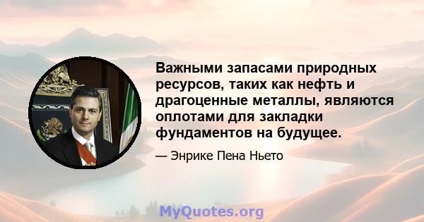 Важными запасами природных ресурсов, таких как нефть и драгоценные металлы, являются оплотами для закладки фундаментов на будущее.