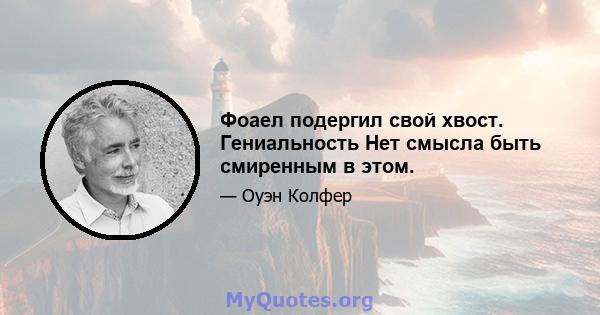 Фоаел подергил свой хвост. Гениальность Нет смысла быть смиренным в этом.