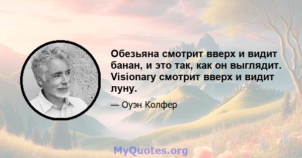 Обезьяна смотрит вверх и видит банан, и это так, как он выглядит. Visionary смотрит вверх и видит луну.