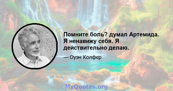 Помните боль? думал Артемида. Я ненавижу себя. Я действительно делаю.