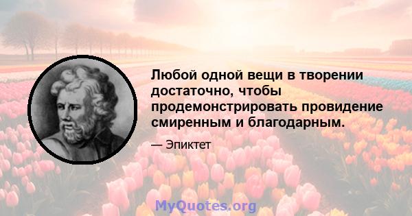 Любой одной вещи в творении достаточно, чтобы продемонстрировать провидение смиренным и благодарным.