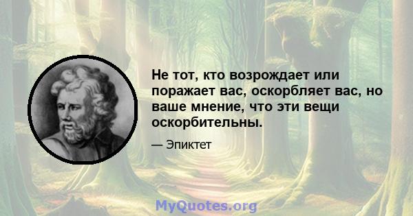 Не тот, кто возрождает или поражает вас, оскорбляет вас, но ваше мнение, что эти вещи оскорбительны.