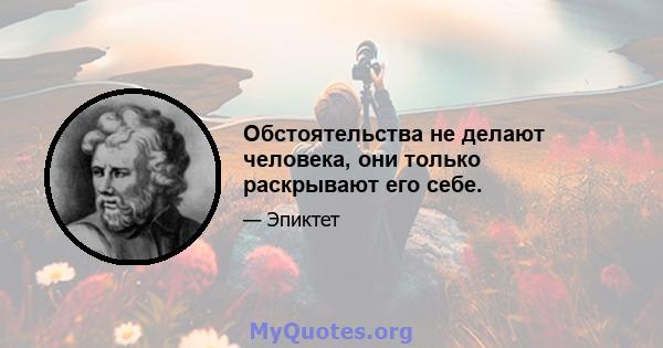 Обстоятельства не делают человека, они только раскрывают его себе.