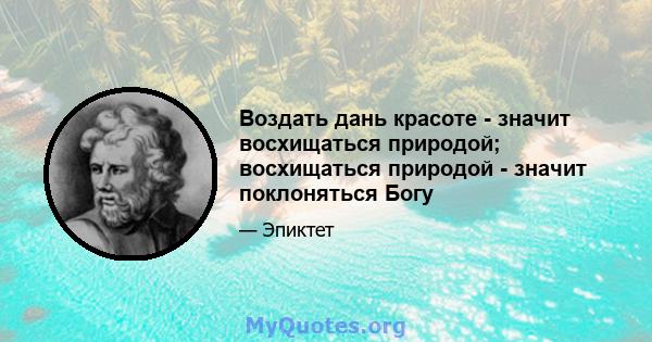 Воздать дань красоте - значит восхищаться природой; восхищаться природой - значит поклоняться Богу