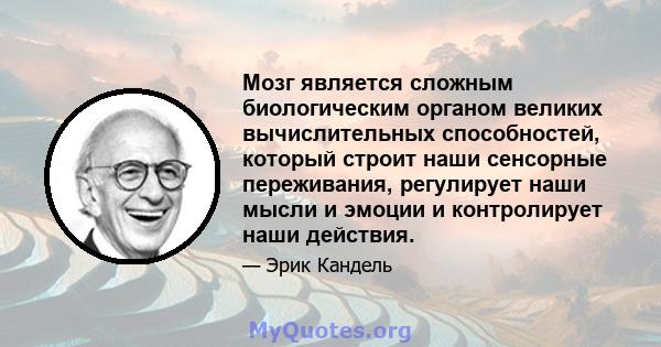 Мозг является сложным биологическим органом великих вычислительных способностей, который строит наши сенсорные переживания, регулирует наши мысли и эмоции и контролирует наши действия.